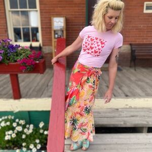 Red Hearts Pinup Rockabilly Pink Women’s shirt by Whimsberry